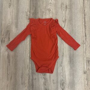 Cat & Jack long sleeve orange ruffle 18 month onesie